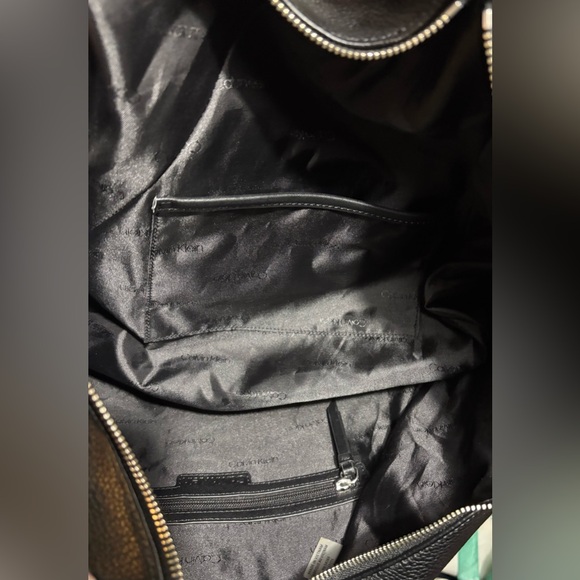 Calvin Klein Geo Rocky Road Tote Bag, Black w/ Metal Detail Shoulder Strap - Picture 10 of 10